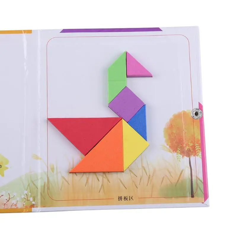150 шт. Магнитные пазлы Tangram детские игрушки Challenge Your IQ Magic Book Set