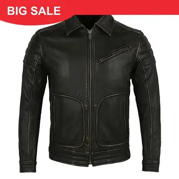

2020 Vintage Black Men American Biker's Leather Jacket Plus Size XXXXL Genuine Cowhide Autumn Slim Fit Motorcycle Leather Coat