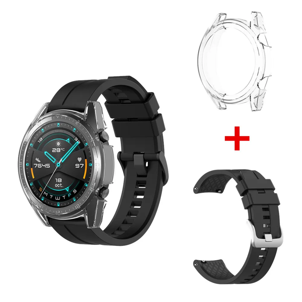 Ремешок на запястье 2 в 1 + чехол из ТПУ для Huawei Watch GT / сменный ремешок смарт часов