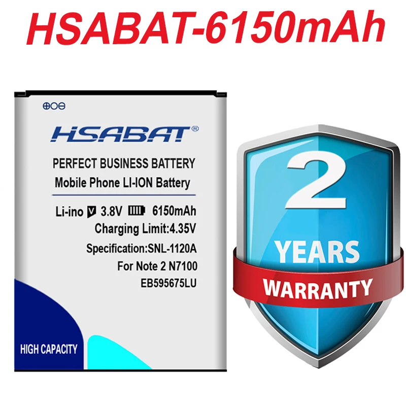 Аккумулятор HSABAT 6150 мАч EB595675LU для Samsung Galaxy Note 2 N7100 E250 LTE N7105 N7102 T889 L900 Verizon i605 note2 |
