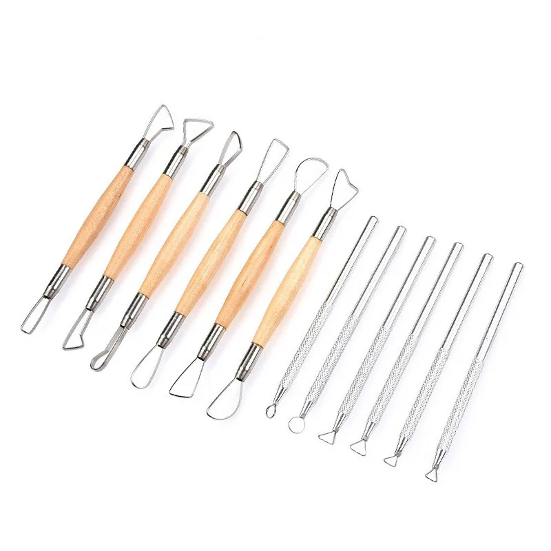 

12pcs/set Ceramic Clay Ribbon Carving Tools,aluminum Rod Flat multi-function Carving Knife stainless Steel Pottery Tools