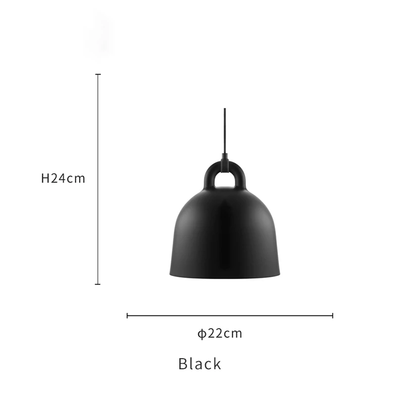Black 22cm Современный простой стиль в форме колокольчика Droplight Бар Кафе спальня ресторан черный/белый/серый/песочный белый светильник смола кулон ручной работы свет - Цвет корпуса: Black 22cm