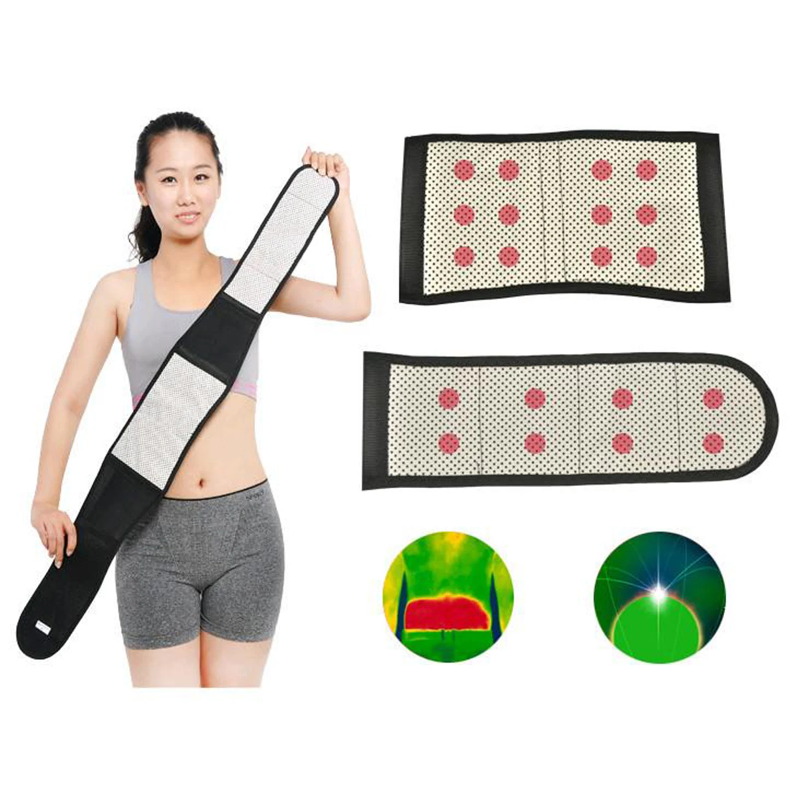 

Adjustable Magnetic Therapy Self-Heating Back Waist Support Belt Strap Lumbar Belt Double Pull Strap Lower Pain Massager Black