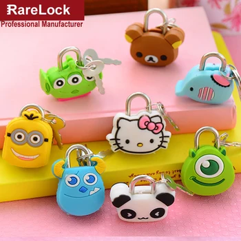 

Rarelock Mini Cartoon Padlock Same for Men Women Pair with Travelling Sport Luggage Bag Backpack Handbag DIY Jewerly Box Lock