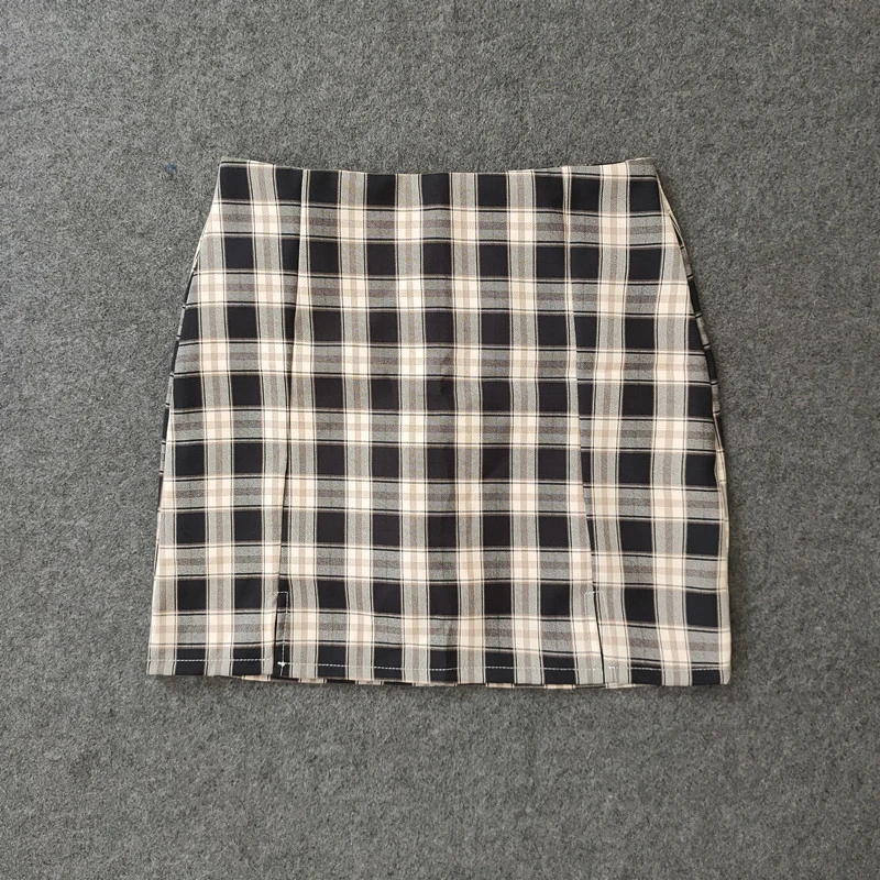 Summer Harajuku Plaid Pencil Skirts Womens High Waist Mini Skirts Lining With Shorts 2020 korean Streetwear Vintage Sexy Skirt