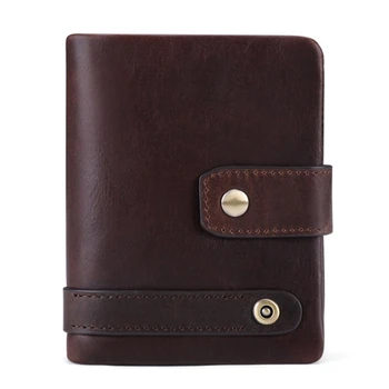 

Men RFID Blocking Wallet Vintage Leather Bifold Large Capacity Credit Card Key Holder Wallet with Coin Change Pocket Short Purse