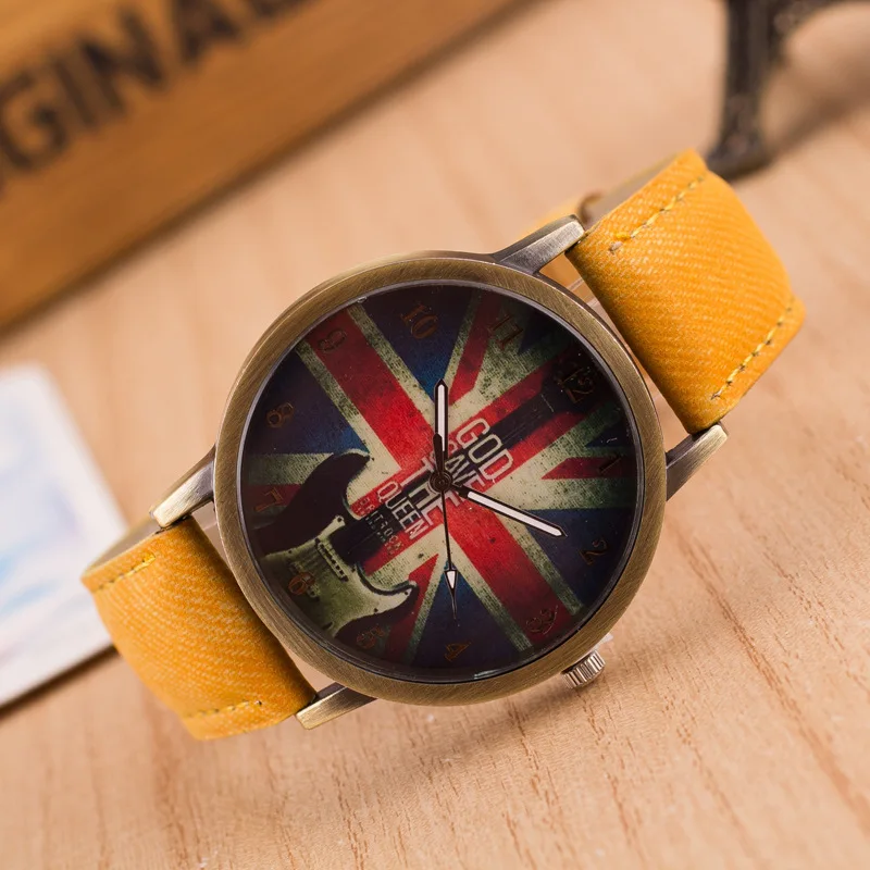 

Denim Retro Watch God Save the Queen Canvas Watch Strap Watch