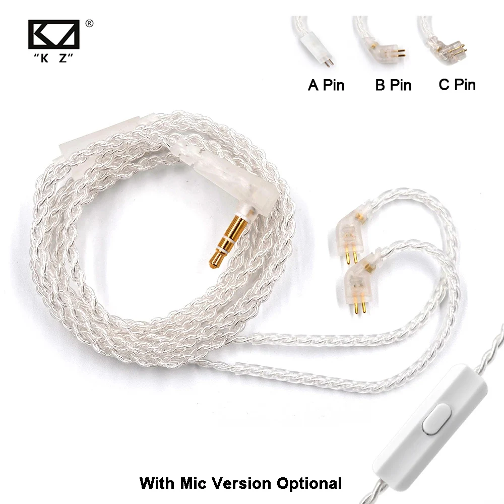KZ ZSN Pro X Replaceble Silver Plated Upgraded Cable With 3 5mm 2Pin 
