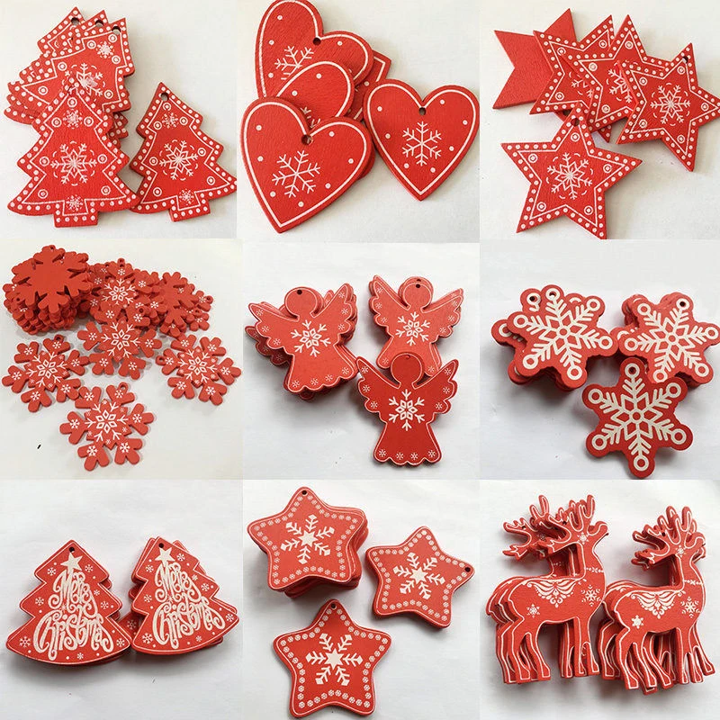 

10pcs 5CM New Year Natural Wood Christmas Ornaments Pendant Hanging Gifts Xmas Tree Decor Home Wedding Decoration 62082