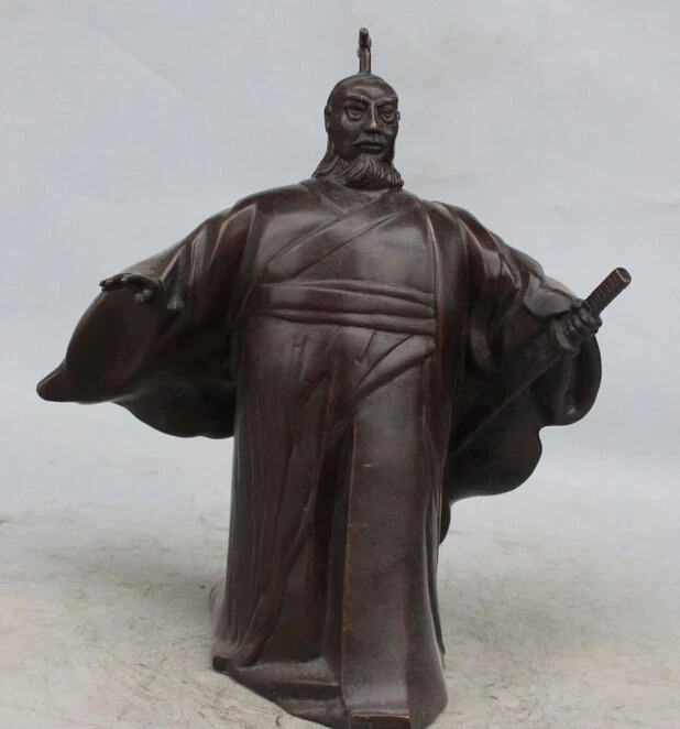 

wholesale factory 12" Japan Japanese Bronze Stand Warrior knight General Gen Statue sculpture 25% off