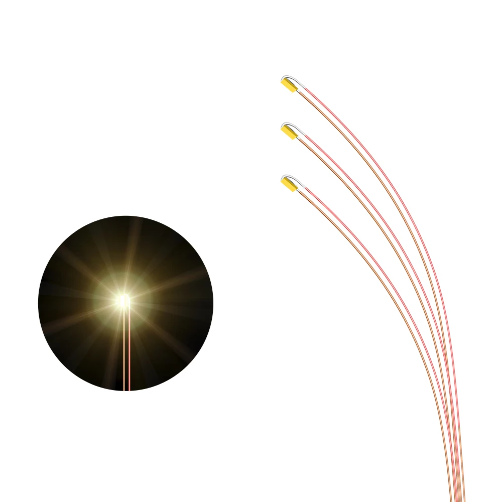 0.1mm Wired Chip Led SMD 0201/0402 3V Led Lamp Models Train Pre-soldered Micro Litz