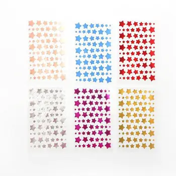 6 Sheet/set Children Reward Stickers Five-pointed Star Gold Foil Pvc Sticker Scrapbooking for Gift Decoration Stationery Sticker