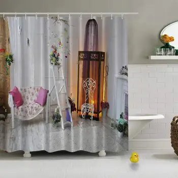 

Interior Beautiful Decorations Comfortable Living Room Photo Modern Shower Curtain for Hotel Bath,72''L x 72''W