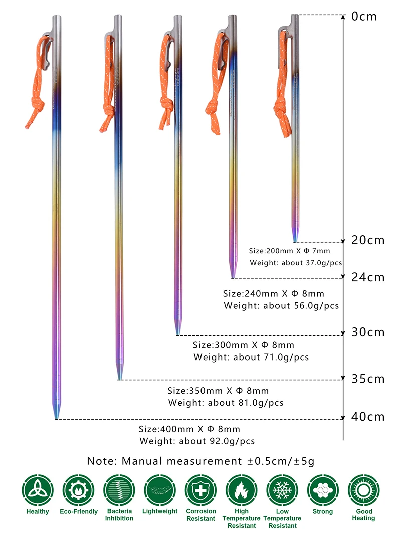 Boundless Voyage Titanium Tent Pegs Camping Nails Heavy Duty Tent Stakes Pins Hard Ground Accessories 20cm/24cm/30cm/35cm/40cm Boundless Voyage Titanium Tent Pegs Camping Nails Heavy Duty Tent Stakes Pins Hard Ground Accessories 20cm/24cm/30cm/35cm/40cm