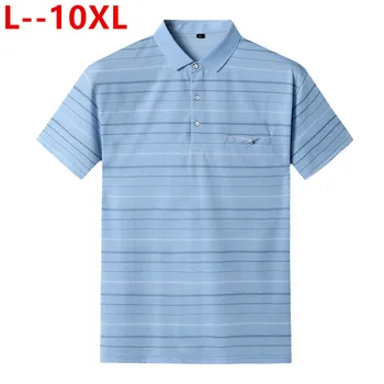 

8XL 6XL summer new high quality comfortable cotton embroidery men's short sleeve Polo shirt business casual striped Polo shirt