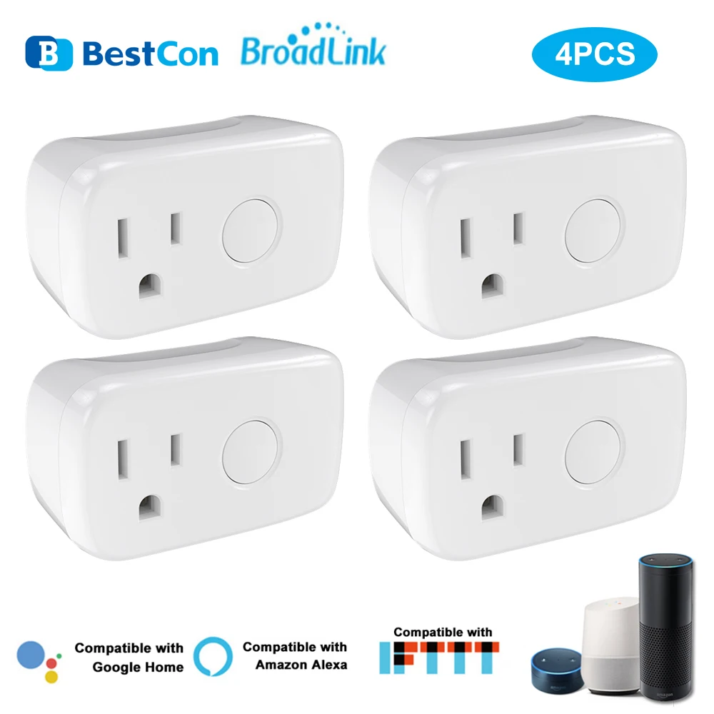 4 шт. BroadLink BestCon SP4mini US Wifi Smart Mini Plug Wi-Fi/3G/4G FastCon 15A таймеры с пультом дистанционного