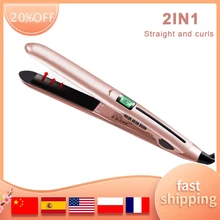

Hair Straightener And Curler 2 In 1 Straightens Up To 450 Fahrenheit Professional Flat Iron For All Hair Types Rotate 360°