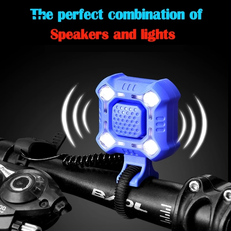 

Bicycle Bell led Light Handlebar Bike lamp Fornt Flashlight cycling Light horn loud USB charge Rechargeable warning siren