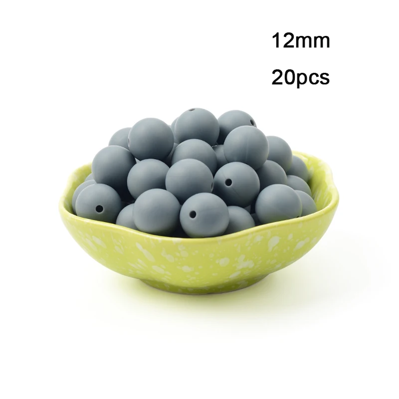 Dim Gray LOFCA 12 мм 20 шт./лот Силиконовые Круглые бусины пищевого класса BPA Бесплатно Силиконовые Прорезыватели для зубов Детская жевательная для прорезывания зубов бусины игрушки для DIY - Цвет: Dim Gray