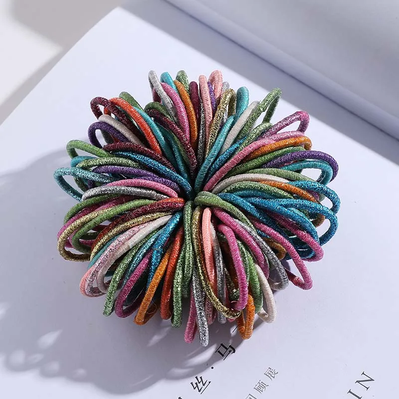 mix colors 2 New 100PCS/Lot Girls Candy Colors Nylon 3CM Rubber Bands Children Safe Elastic Hair Bands Ponytail Holder Kids Hair Accessories - Цвет: mix colors 2