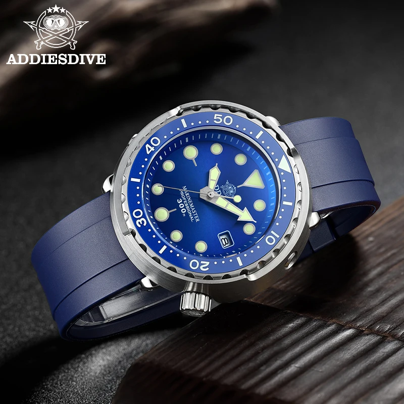 Механические наручные часы ADDIES Tuna Japan NH35 фтороруббер 300 м водонепроницаемые
