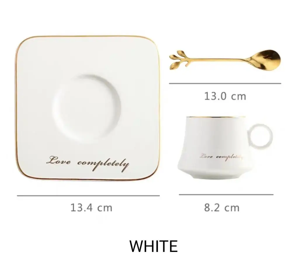 WHITE SET Кошачьи капризы кофейные чашки керамическая чашка, блюдечко для костюма послеобеденная чайная чашка маленькая кофейная чашка с тарелкой ложкой набор - Цвет: WHITE SET