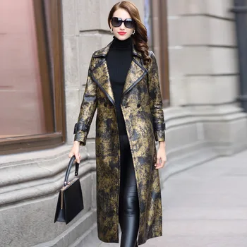 

Genuine Leather Long Jacket Spring Autumn Jacket Women Real Sheepskin Slim Coat Korean Vintage Trench Coat HQ18-YXG18088A YY335