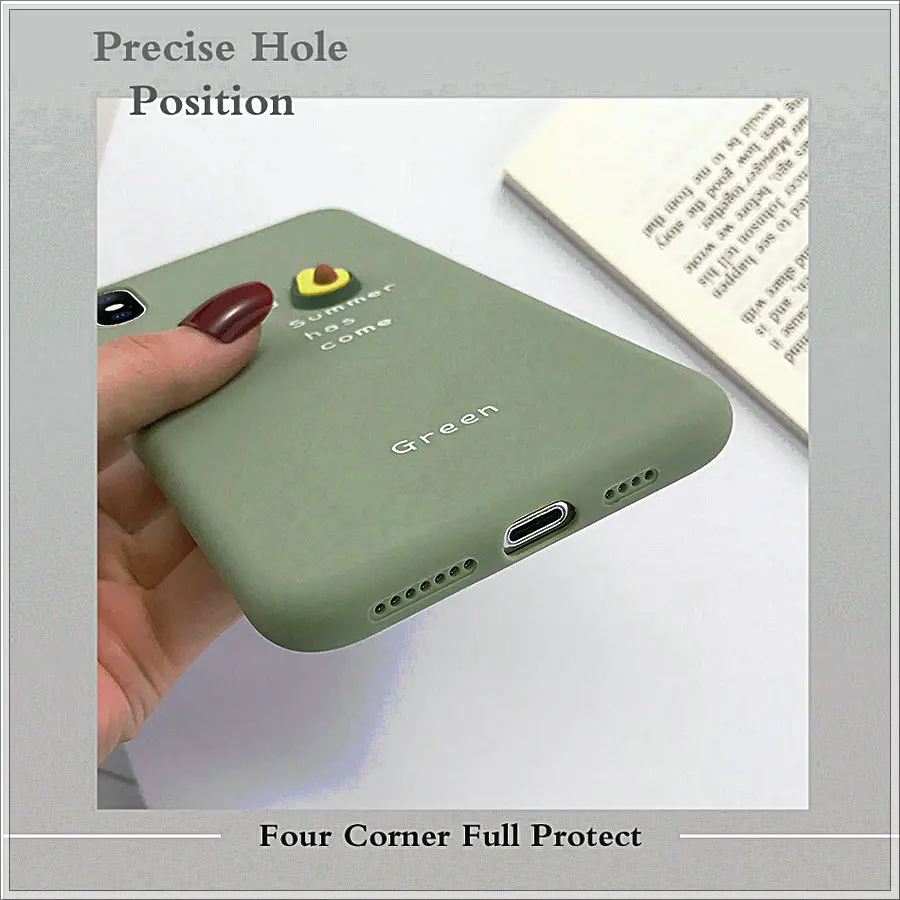 Personalised iphone xs max Case 3D Candy Color Avocado Letter Soft Phone Silicone For iPhone 7 6 6S 8 Plus Cover | Мобильные