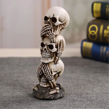 

Halloween Skull Decorations Resin Craft Statues Ornament Skull Crow Home Desktop Decorative Figurines Miniatures Top