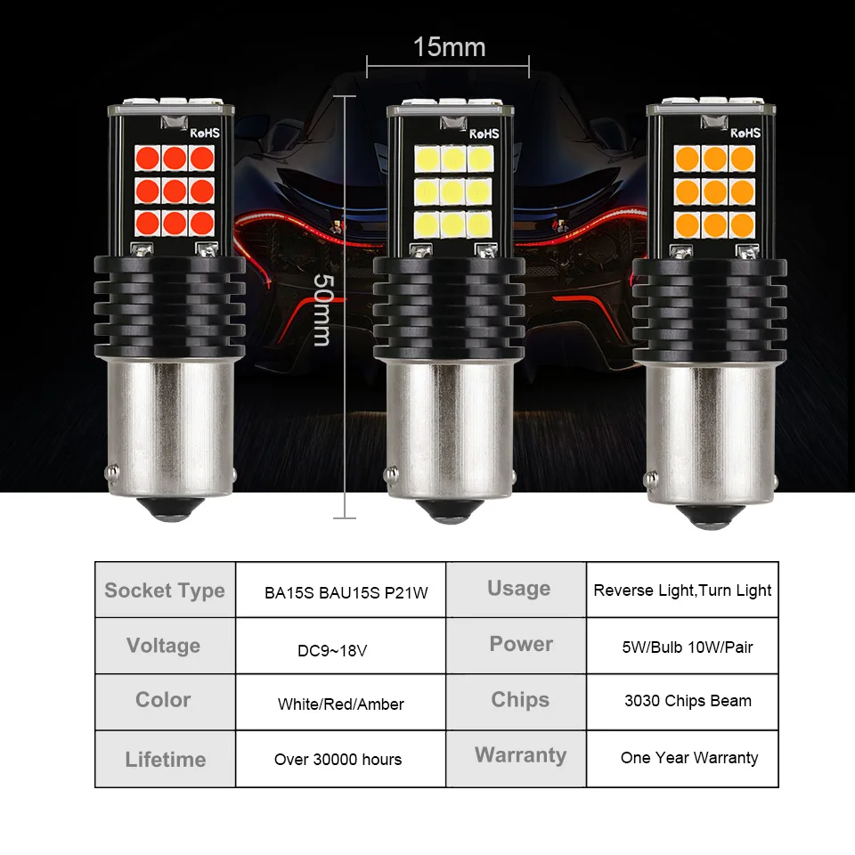 Anmingpu 2x сигнальная лампа 1157 BAY15D светодиодный лампы P21/5 Вт PY21W P21W 1156 Ba15s Bau15s 24 шт. 3030SMD