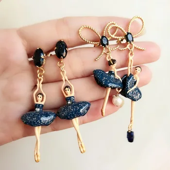 

2020 Promotion Sale Stainless Steel Bowknot Women Earings Earing Pendientes Sapphire Bow Ballet Girl Earrings Thin