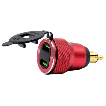 

Motorcycle Boat Charger Aluminum Waterproof Double QC3.0 USB Socket for Fast Charging Station with LED Digital Voltmeter