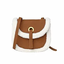 Новые стильные сумки через плечо для женщин, роскошная седельная сумка на плечо, дамская сумка-мессенджер из овечьей шерсти, зимние сумки, мини-сумка