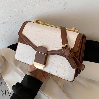 

Crocodile Pattern Crossbody Bags For Women 2020 winter Small Chain Handbag Small Bag PU Leather Ladies Designer Shoulder Bags