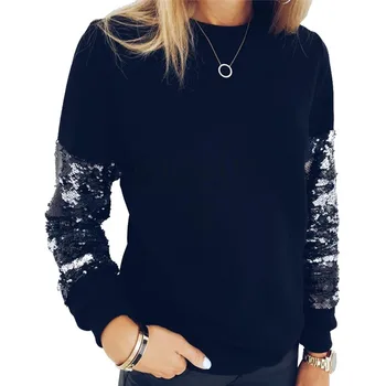 

2019 Fashion Women Sequined Knitted Sweater Loose Sequins Beading Sweater For Women Winter Thick Black Pullovers Sweater Tops