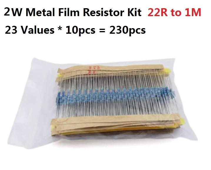 23values * 10 pièces = 60 pièces 22R 1M 2 W 1% Métal Fillm Résistance kit set Assortiment pack 51R 100R 1 K 100 K 120 K 150 K 200 K 300 K 470 K 510 K 680 K | AliExpress