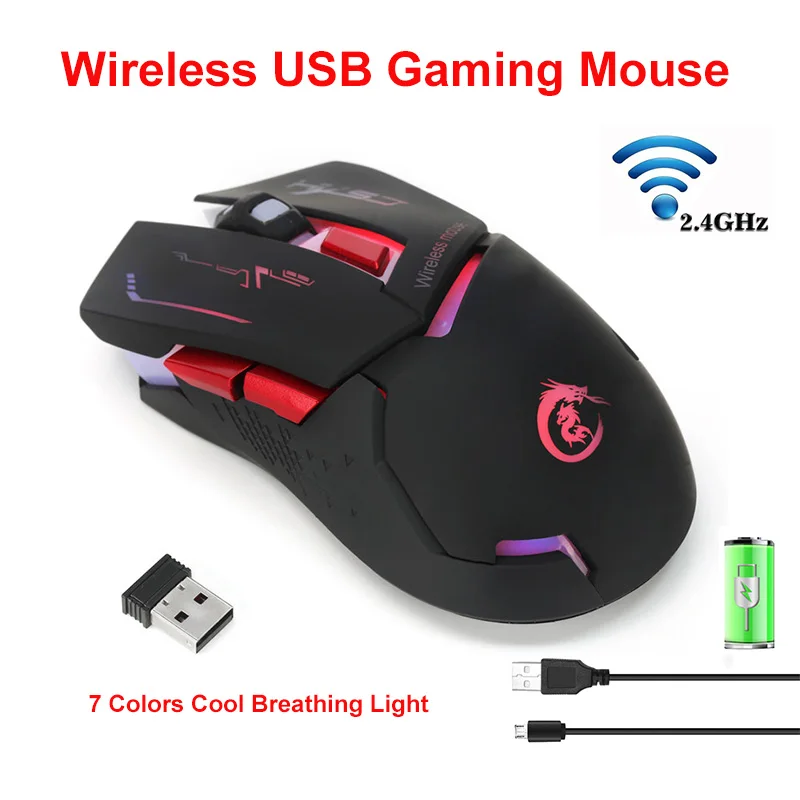 

2.4GHz 6 Button Wireless Optical Gaming Mouse 2400DPI Wireless Mice for PC Notebook Desktop Gaming Laptops Computer Mouse Gamer