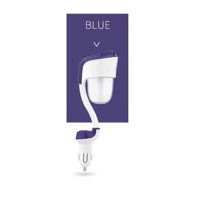 Blue 12V II Автомобильный увлажнитель воздуха с 2 USB Автомобильное зарядное устройство порты Автомобильный Очиститель и освежитель воздуха распылитель ароматических масел ароматерапия ороситель увлажнитель DF - Цвет: Blue