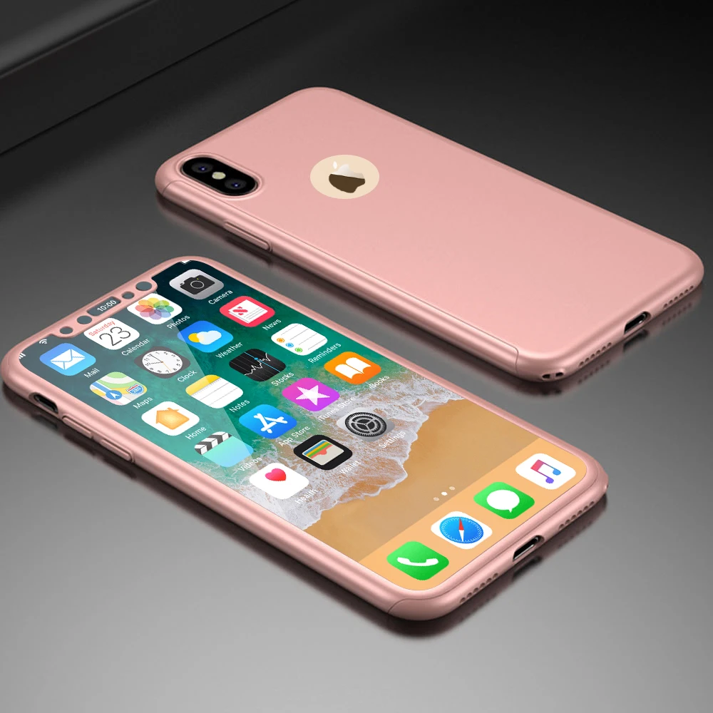 Screen Protector Phone Case For iPhone Xr X Xs Max 360 Protective Cover Tempered Glass 6 6S 7 8 Plus 5 S SE Capa | Мобильные