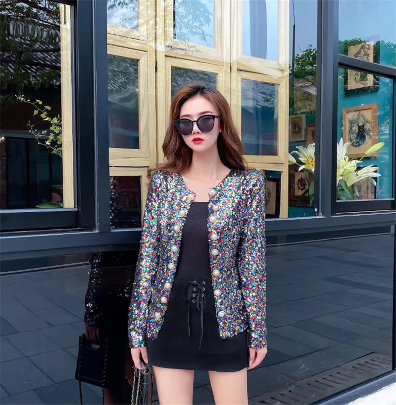Coats Colorful Sequins Coat Sequin Top 