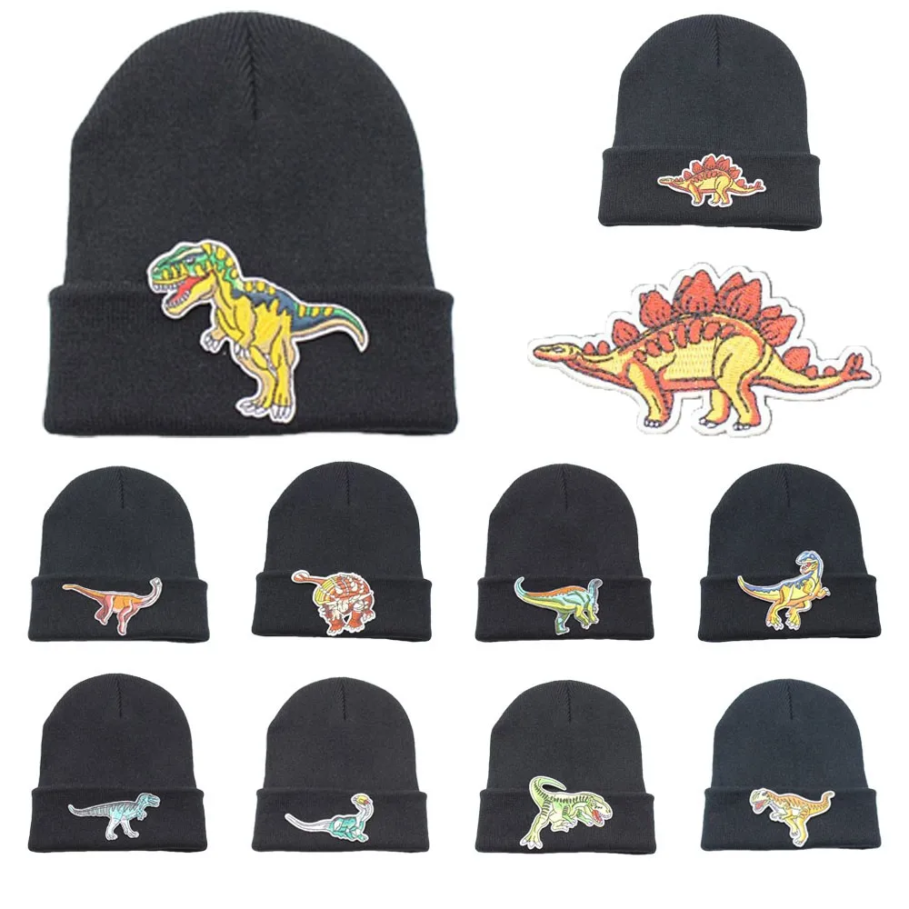 

Dinosaur Pattern Beanie Hat For Women Men Fashion Warm Winter Hats Knitted Wool Hat Skullies Ski Crochet Gorros Mujer Invierno