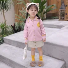 BA/мягкая детская одежда; стиль; Детский свитер; сезон осень-зима; детская одежда в Корейском стиле; кардиган с рисунком смайлика для девочек