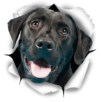 

DAWASARU 3d Dog Sticker Cute Black Labrador Retriever Sticker for Wall Refrigerator Toilet and Car /Cover Scratch/ Custom 12*9CM