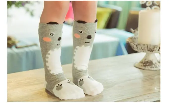 Gray bear Новые хлопковые кружевные средней Экспресс носки с бантиком для детей, для малышей, для девочек, для детей ясельного возраста, в стиле «Демисезонный дети колено высокие носки с высоким уровнем качества legwarm - Цвет: Gray bear