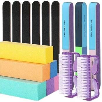 

17Pcs/Set Nail Files and Buffers Block Manicure Tools Kit Nail Scrubbing Brush Rectangular Care Block Tools