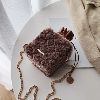 

Elegant Female Square Crossbody Bag 2019 New High Quality Soft Plush Women's Designer Handbag Chain Shoulder Messenger Bag