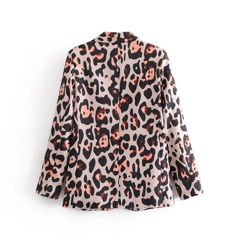 

C6899-27260 WOMEN'S Dress England Retro Leopord Pattern Printed Mid-length Loose-Fit Versatile No Buckle Small Suit