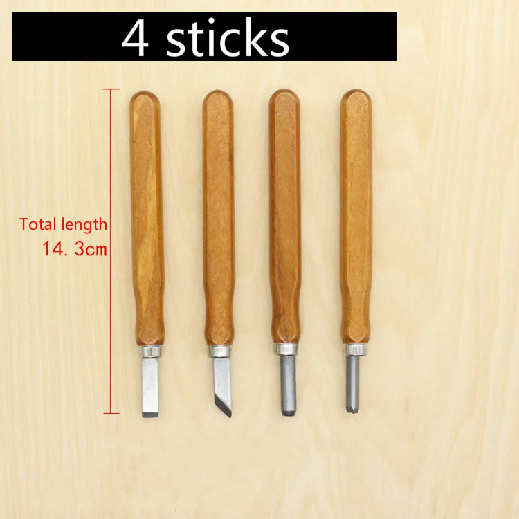 4 sticks Ручка для дизайна ногтей в домашних условиях нож для резьбы по дереву, Гравировальный инструмент резьба по дереву инструменты увлечение деревообработкой искусство ремесла никующие режущий гравер скальпель 3/4/5/8/10/12 шт - Color: 4 sticks