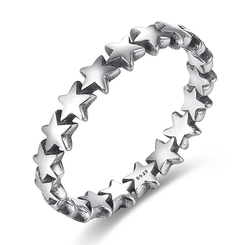 Новое Настоящее серебро 925 проба штабелируемое кольцо звезда прозрачный циркониевый Кристальный палец кольца для женщин вечерние Ювелирное Украшение на день рождения - Цвет основного камня: YJ1175