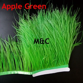 

28 Colors 2 Meter Width 10-15CM Fashion Fluffy Dyed Apple Green Ostrich Feather Ribbons Trimming Fringe Trims Apparel Decoration
